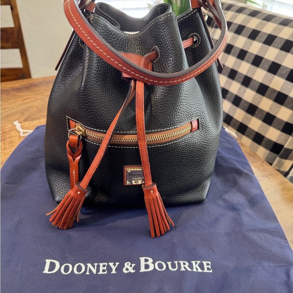 Dooney & Bourke Black and Tan Leather Shoulder Bag